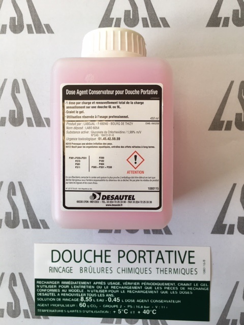 dose agent conservateur pour douche de sécurité DESAUTEL