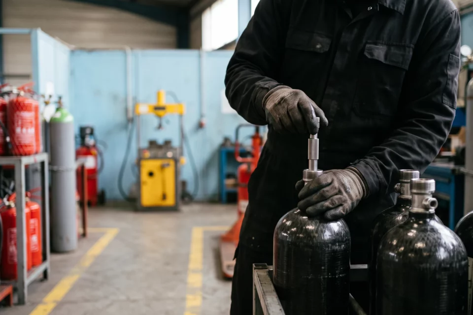 Contrôle du filetage d'une bouteille composite d'appareil respiratoire isolant avec un tampon fileté